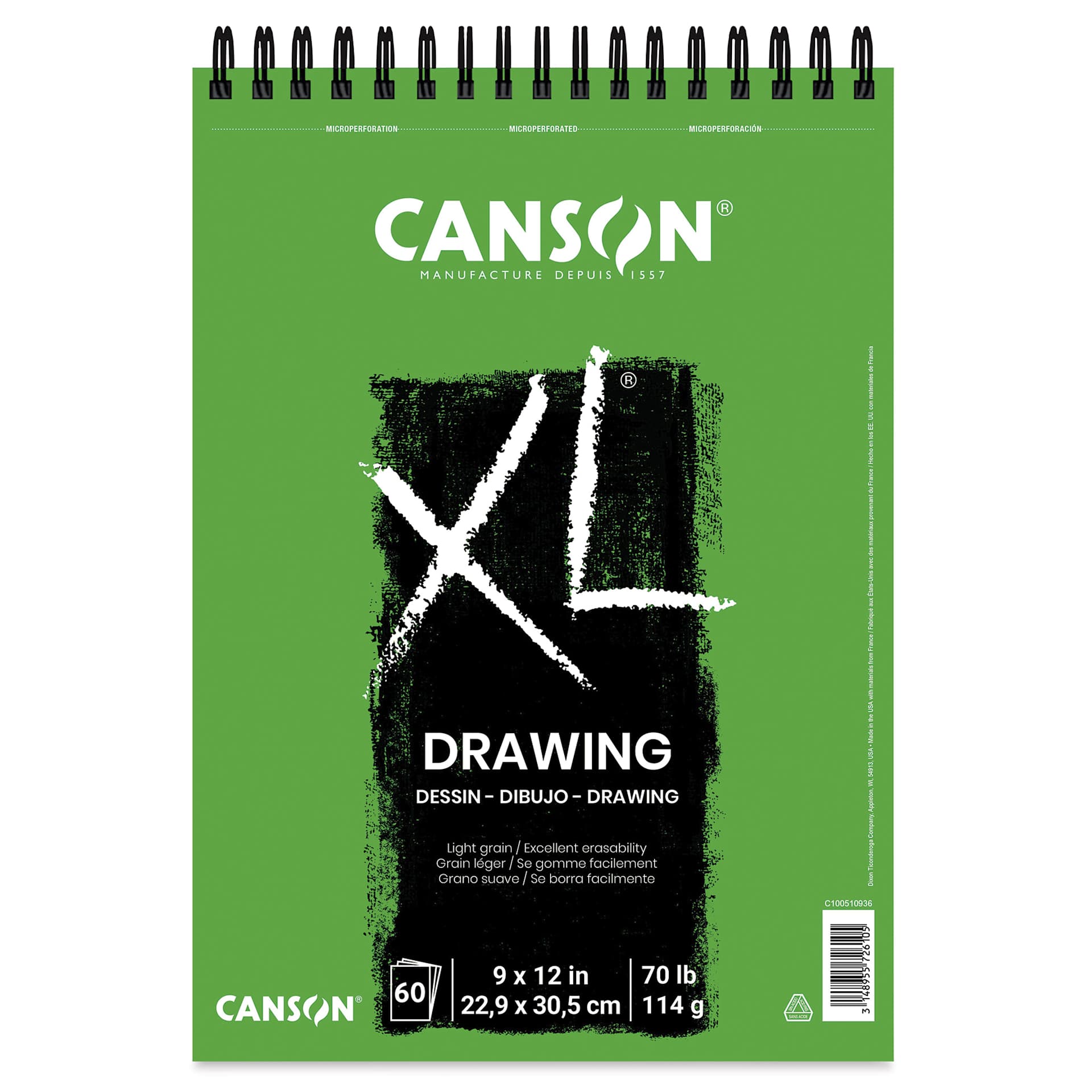Canson XL Drawing Pad - 70 lb, Wirebound Top, 60 Sheets, 9" x 12"