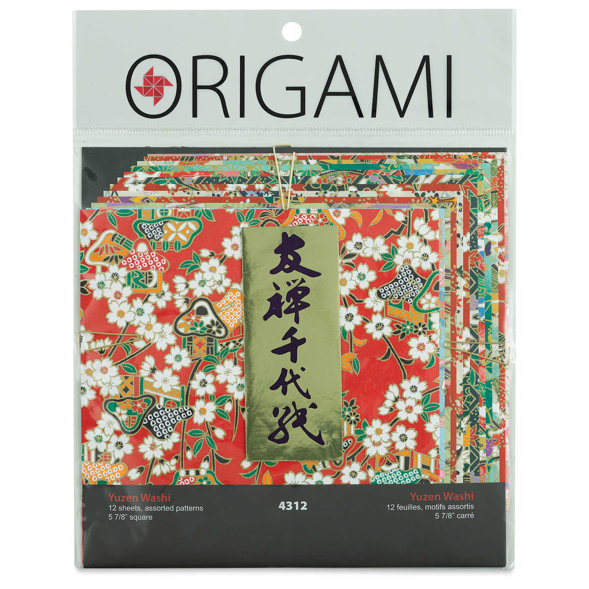 Yasutomo Yuzen Origami Papers - 5-7/8" x 5-7/8", Red, 10 Sheets (front of packaging)