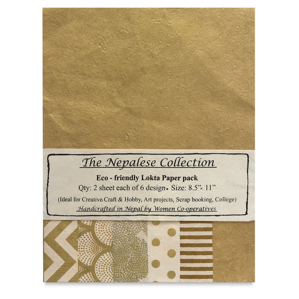 Nepalese Collection Lokta Paper - Front of Gold/Cream Package