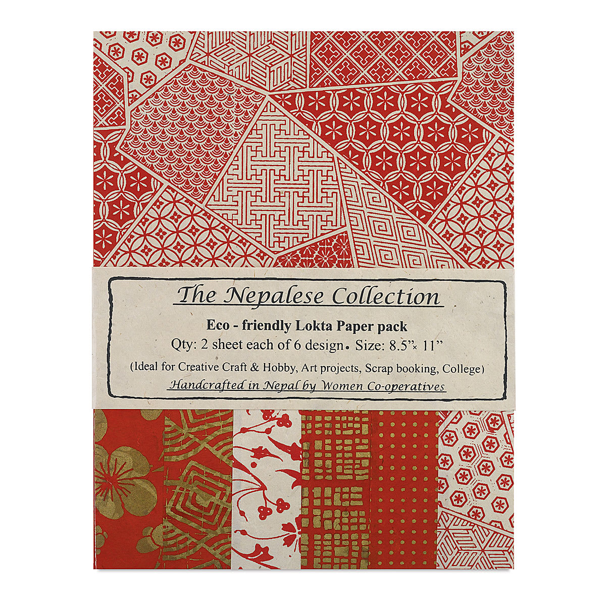 Nepalese Collection Lokta Paper - Front of Red/Cream Package