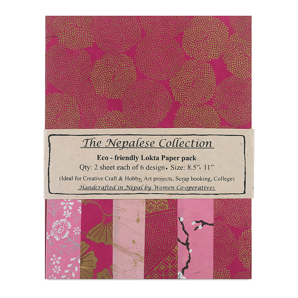 Nepalese Collection Lokta Paper - Front of Magenta/Pink Package
