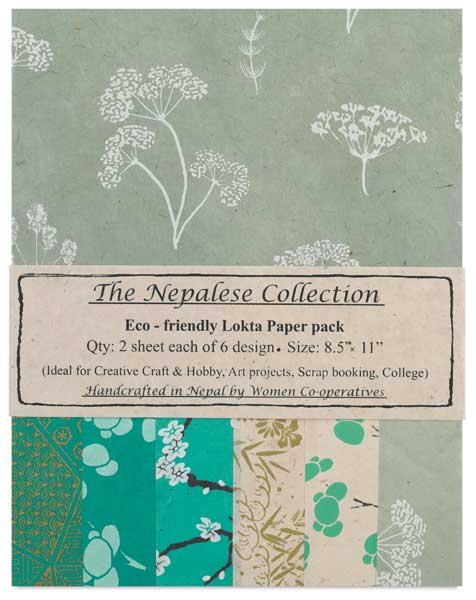 Nepalese Collection Lokta Paper - Front of Sage/Green Package