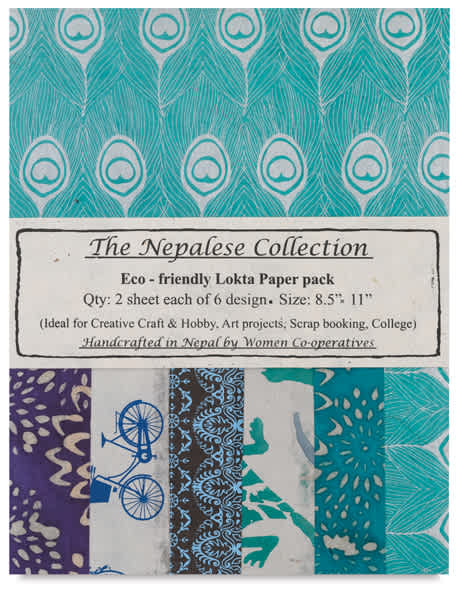 Nepalese Collection Lokta Paper - Front of Green/Blue Package