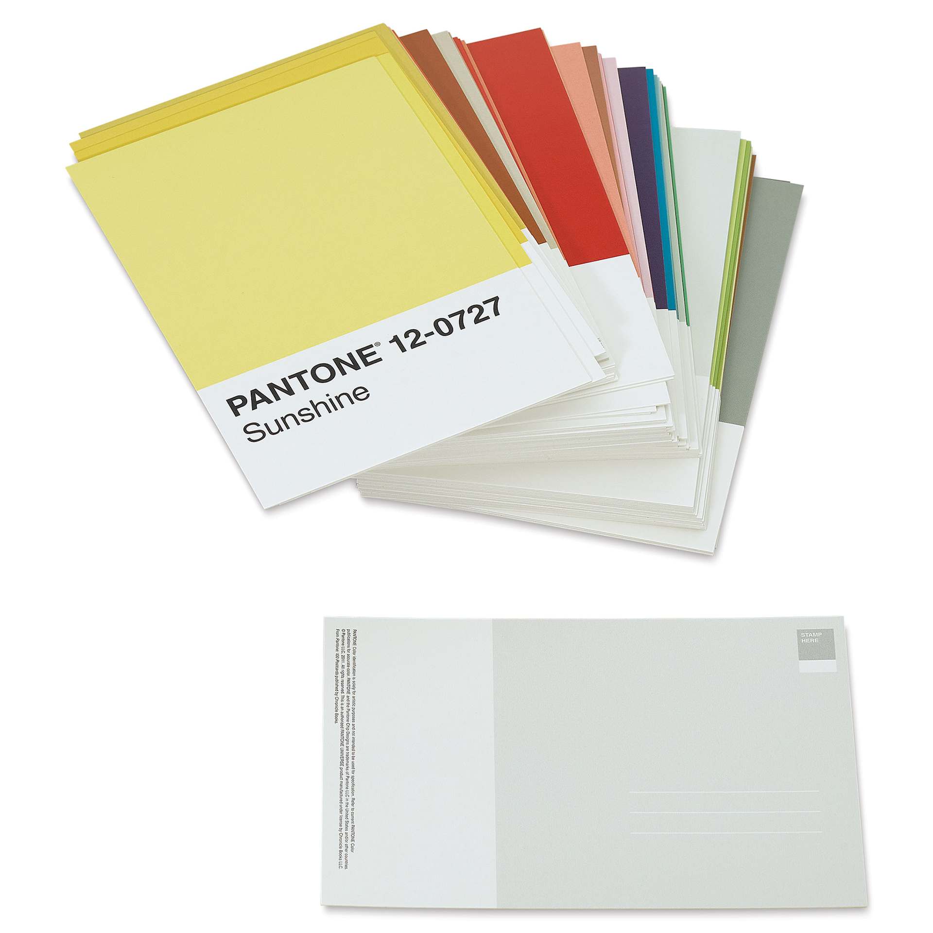 Pantone 100 Postcards Box, close-up of postcards