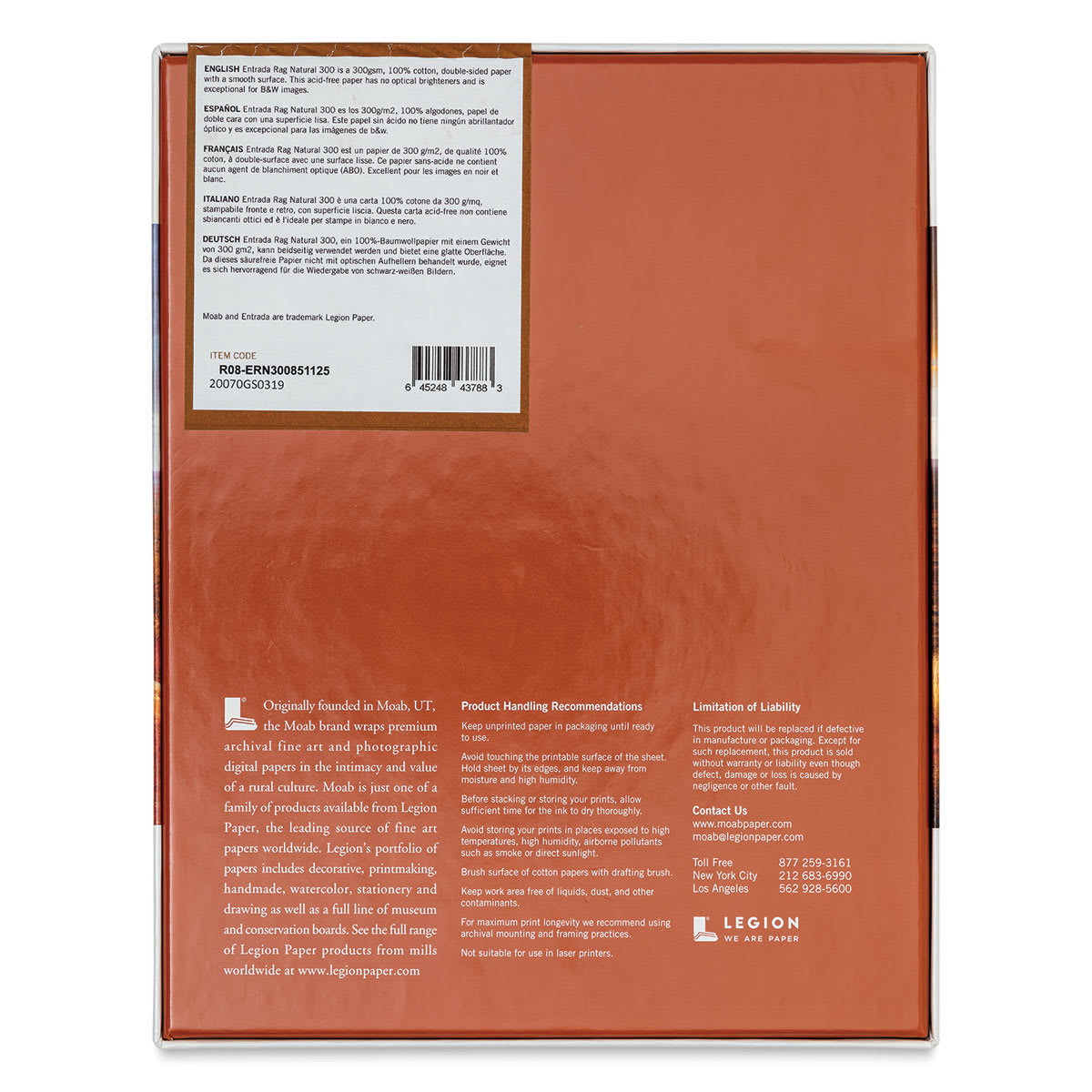 Legion Moab Entrada Digital Rag Paper - 8-1/2" x 11", Natural, 300 gsm, Pkg of 25