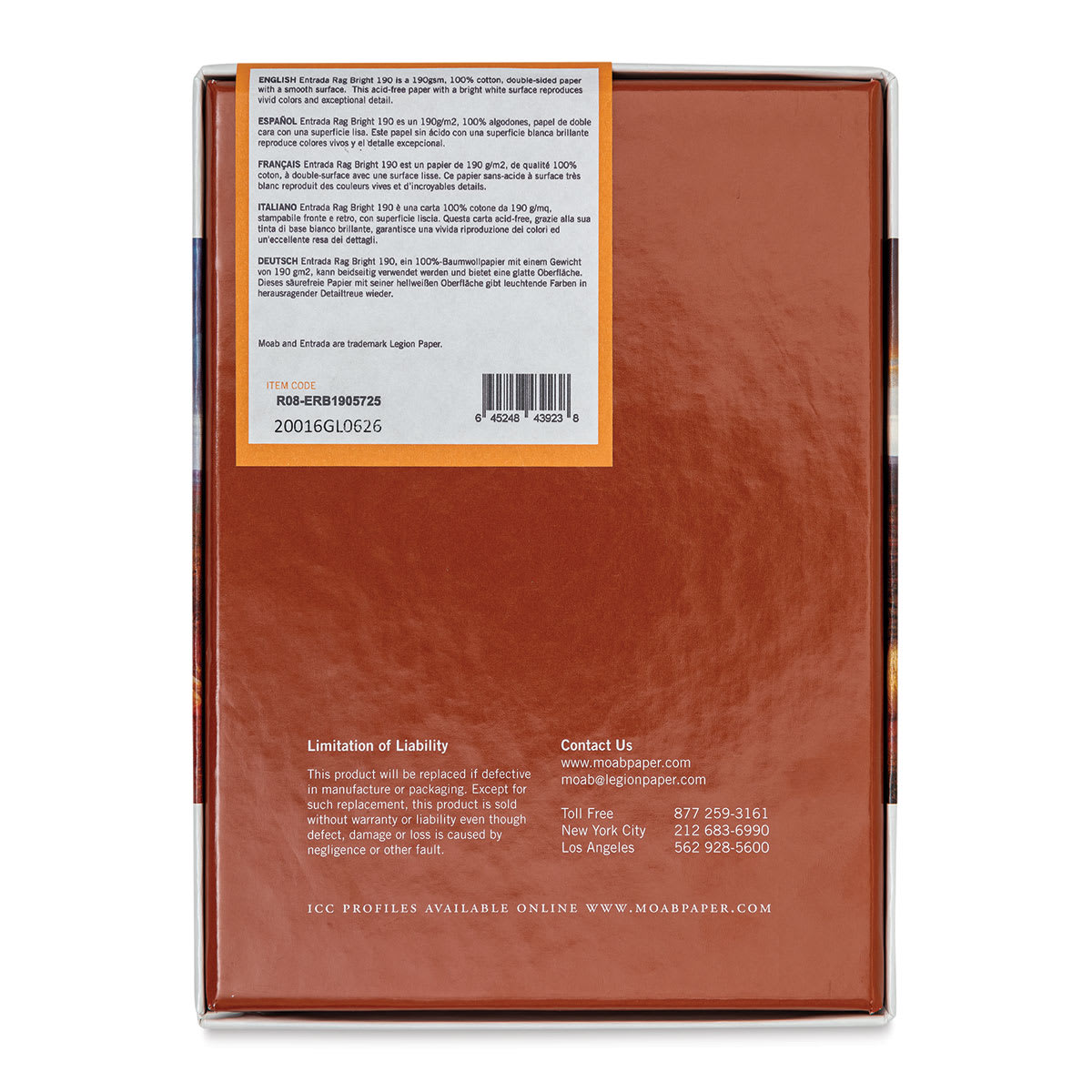 Legion Moab Entrada Digital Rag Paper - 5" x 7", Bright White, 190 gsm, Pkg of 25