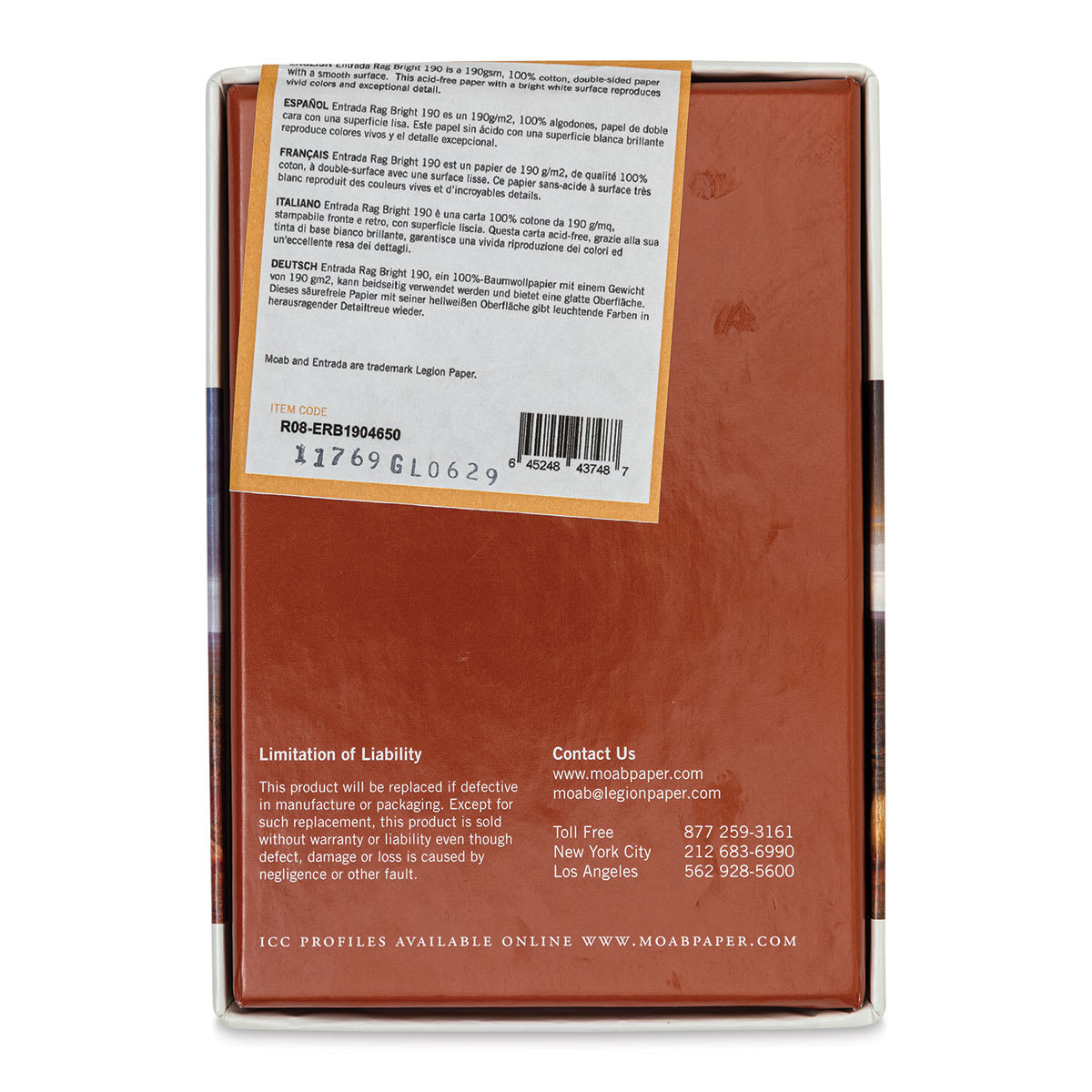 Legion Moab Entrada Digital Rag Paper - 4" x 6", Bright White, 190 gsm, Pkg of 50
