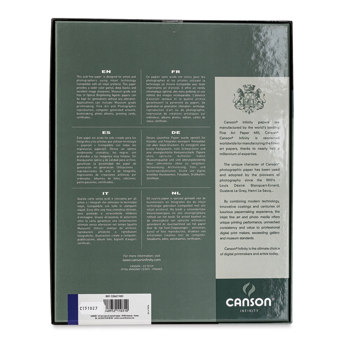 Canson Platine Fibre Rag Pack - 8-1/2" x 11", Pkg of 25