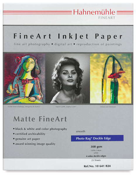 Hahnemühle Photo Rag Deckle Edge Inkjet Paper - Front view of package
