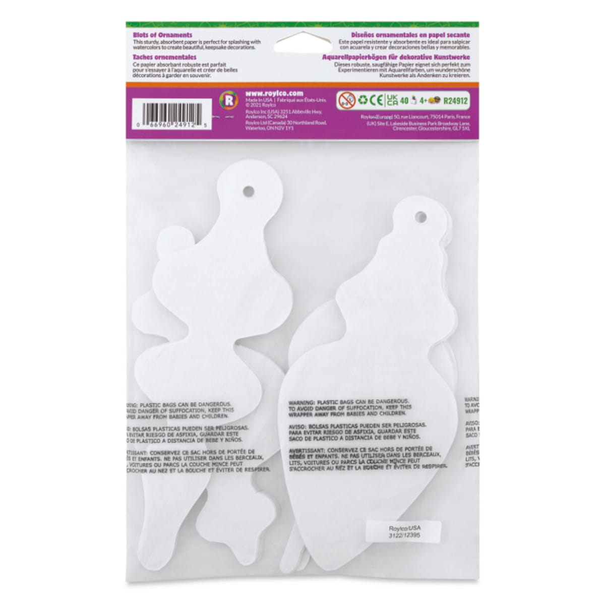 Roylco Blots of Ornaments - Pkg of 40 back of packaging