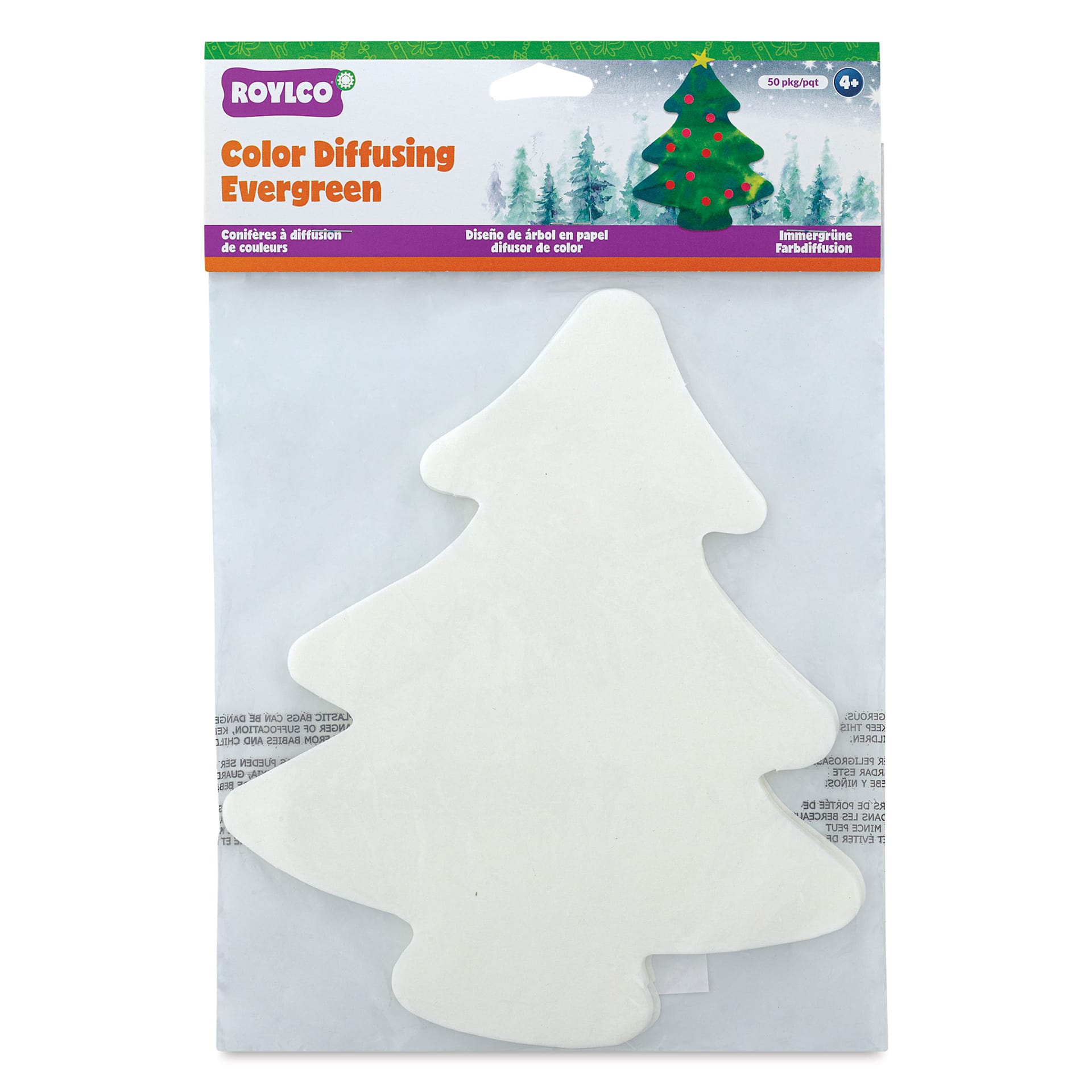 Roylco Color Diffusing Paper Pack - Evergreen Trees, Pkg of 50 front of packaging