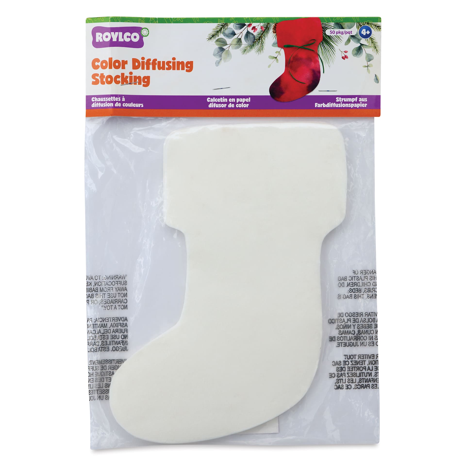 Roylco Color Diffusing Paper Pack - Stockings, Pkg of 50, front of packaging