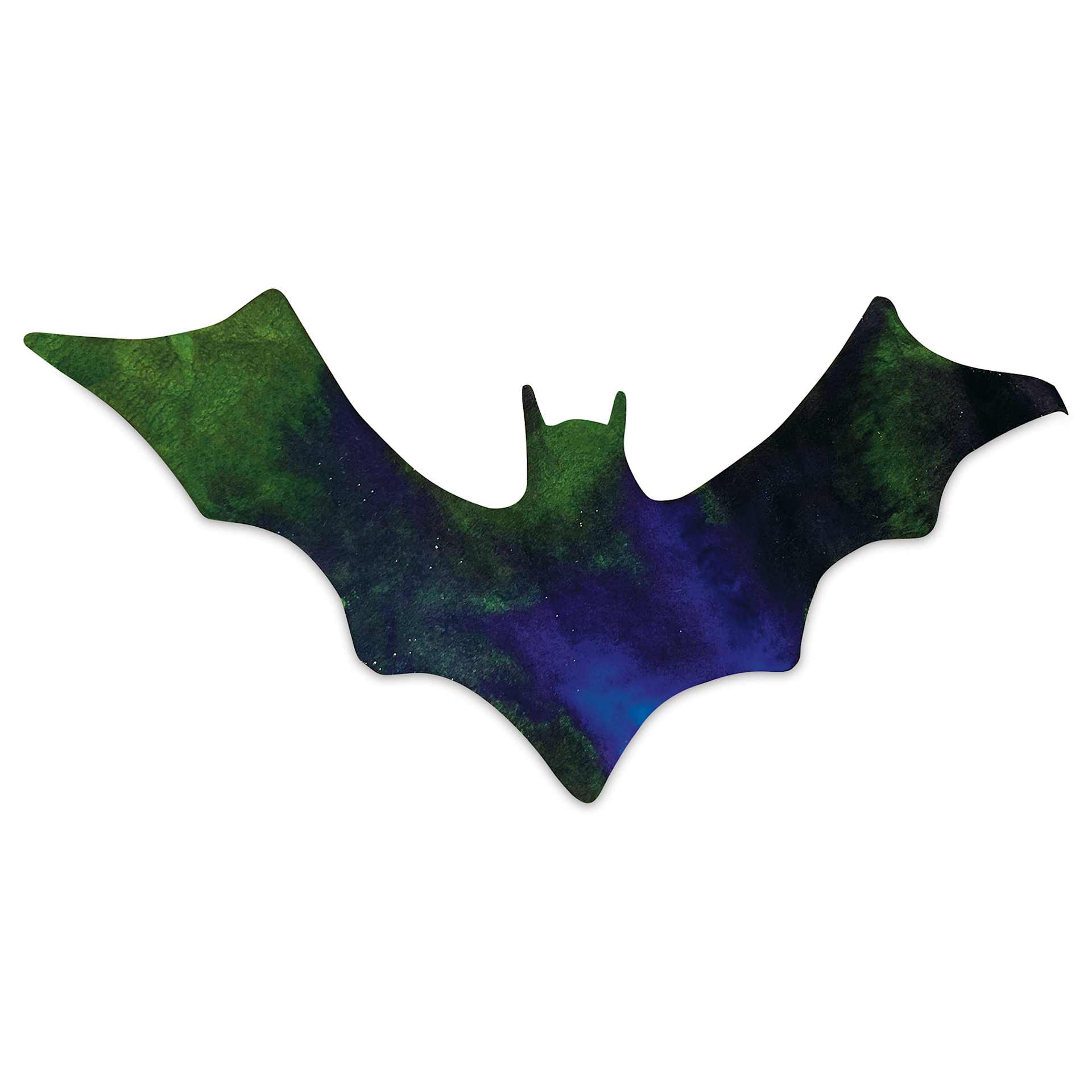Roylco Color Diffusing Paper Pack -Halloween Shapes, Pkg of 80 (example of colored bat)