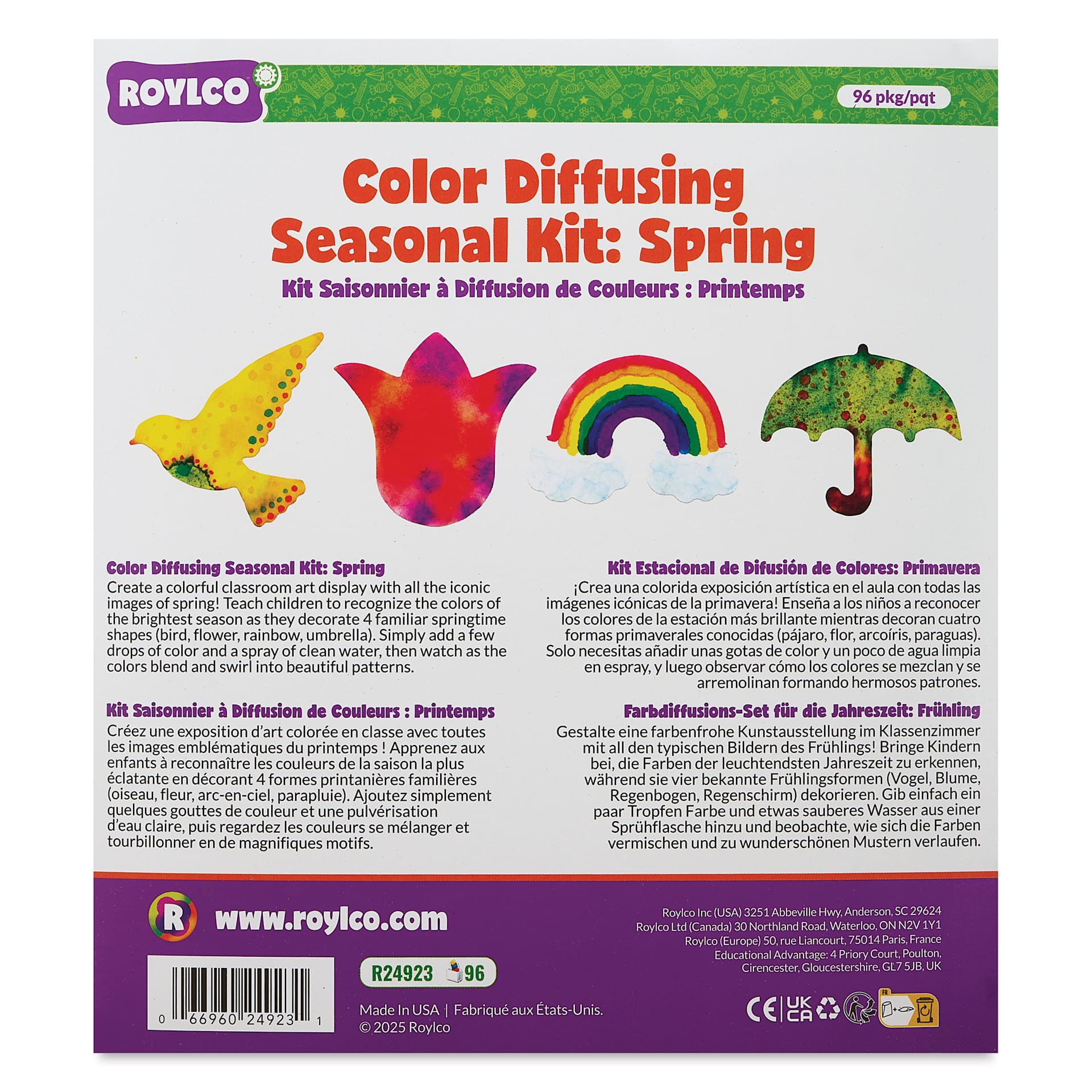 Roylco Color Diffusing Paper Pack - Spring Seasonal Shapes, Pkg of 96 front of packaging
