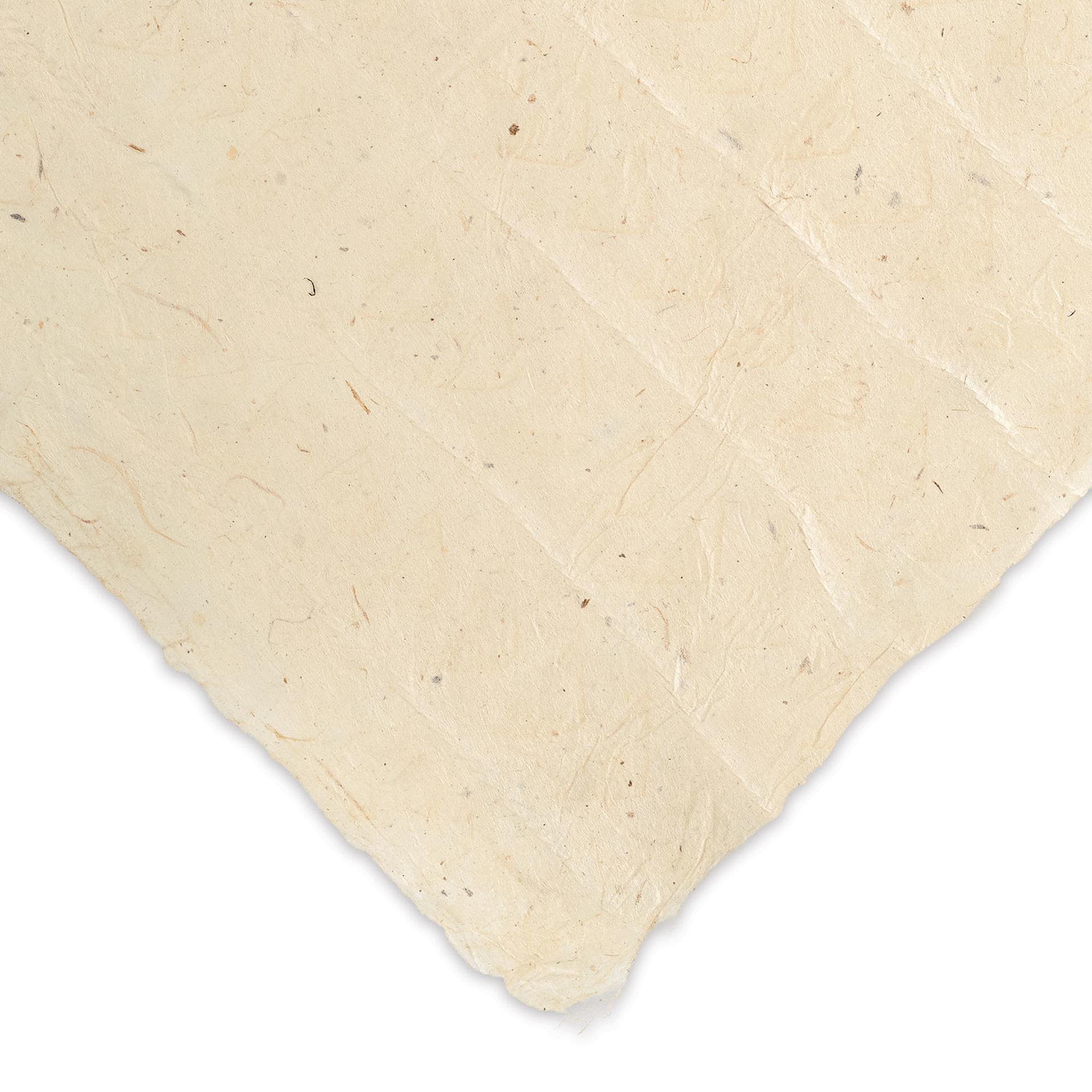 Lokta Paper - Textured Triangle, Cream, 20" x 30", Single Sheet (close-up of corner to show texture)