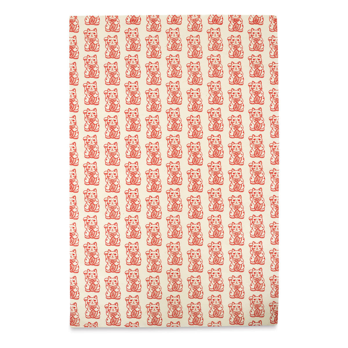 Lokta Paper - Lucky Cat, Red and White, 20" x 30"