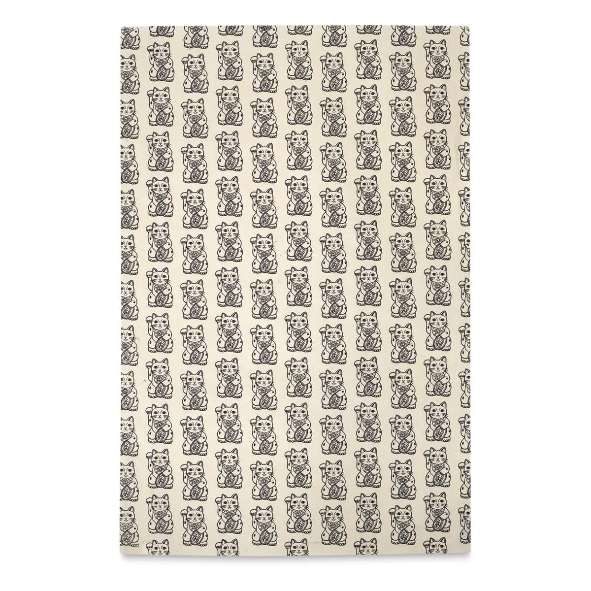 Lokta Paper - Lucky Cat, Black and White, 20" x 30"