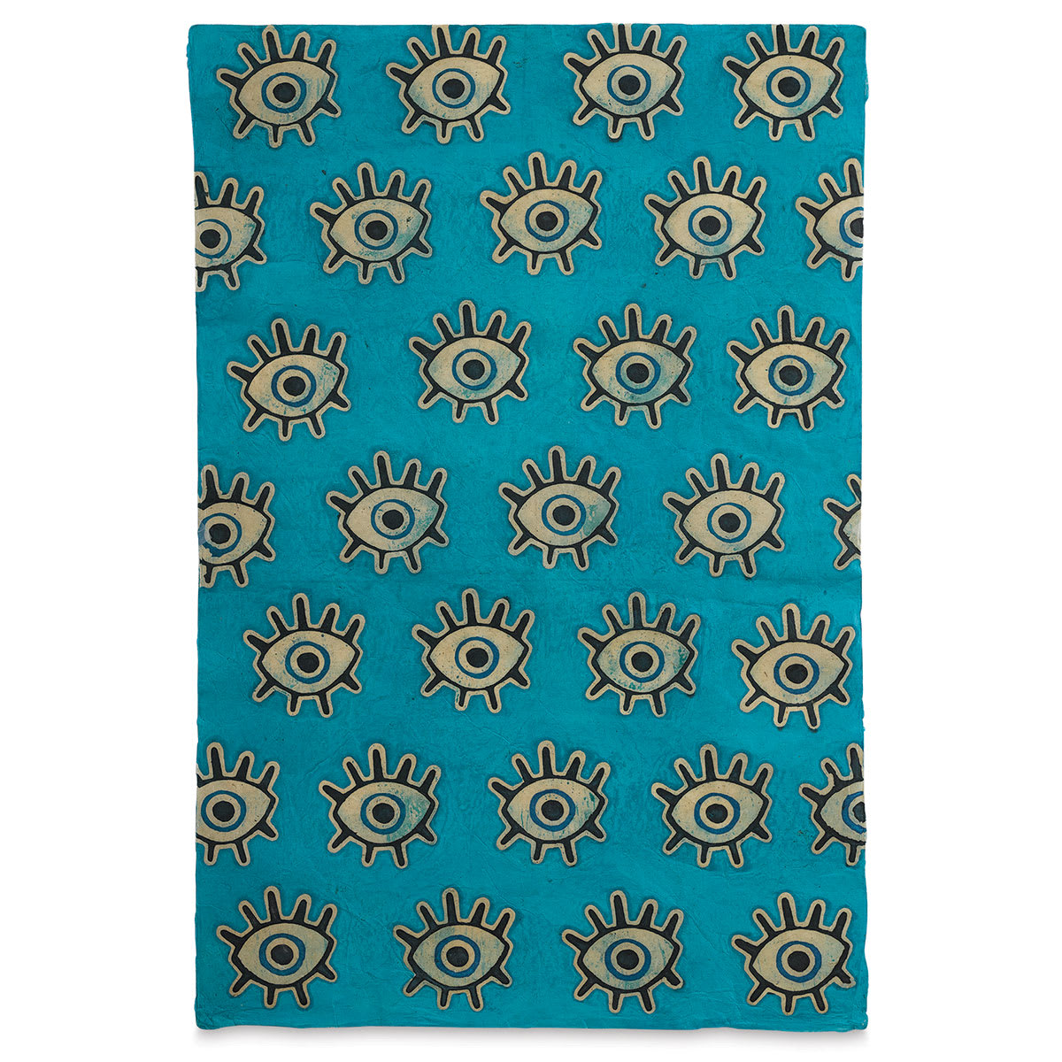 Lokta Paper - Batik Evil Eye, Turquoise, 20" × 30"