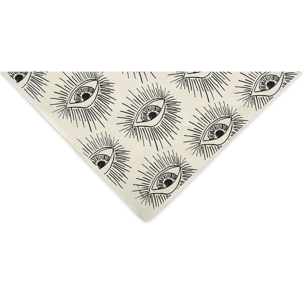 Eyes Print Lokta Paper- Black and Cream, 20" x 30" corner