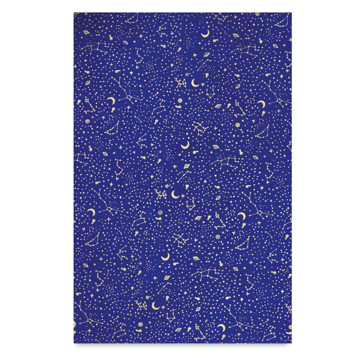 Constellations Print Lokta Paper - Sun, Moon, and Stars, Blue and Gold, 20" x 30" single sheet