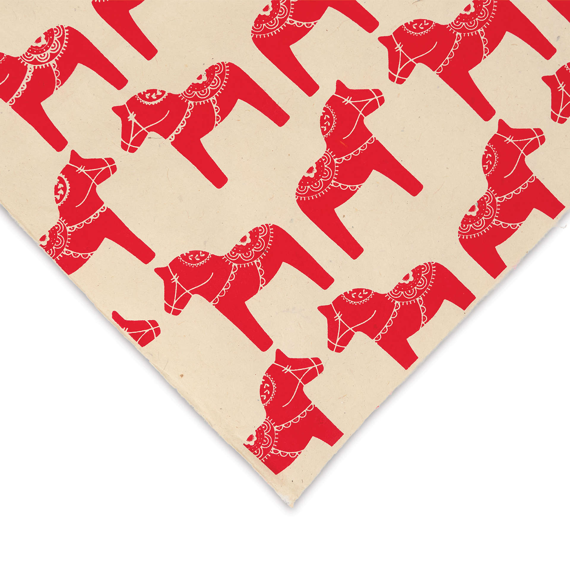 Lokta Paper - Horse, Red and Cream, 20" x 30", corner of sheet