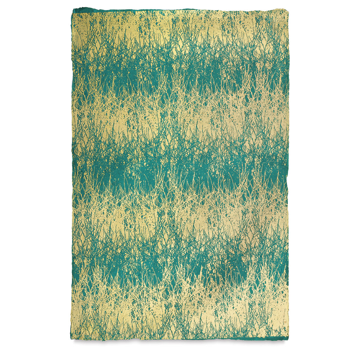 Lokta Paper - Branches, Gold and Dark Green, 20" x 30"