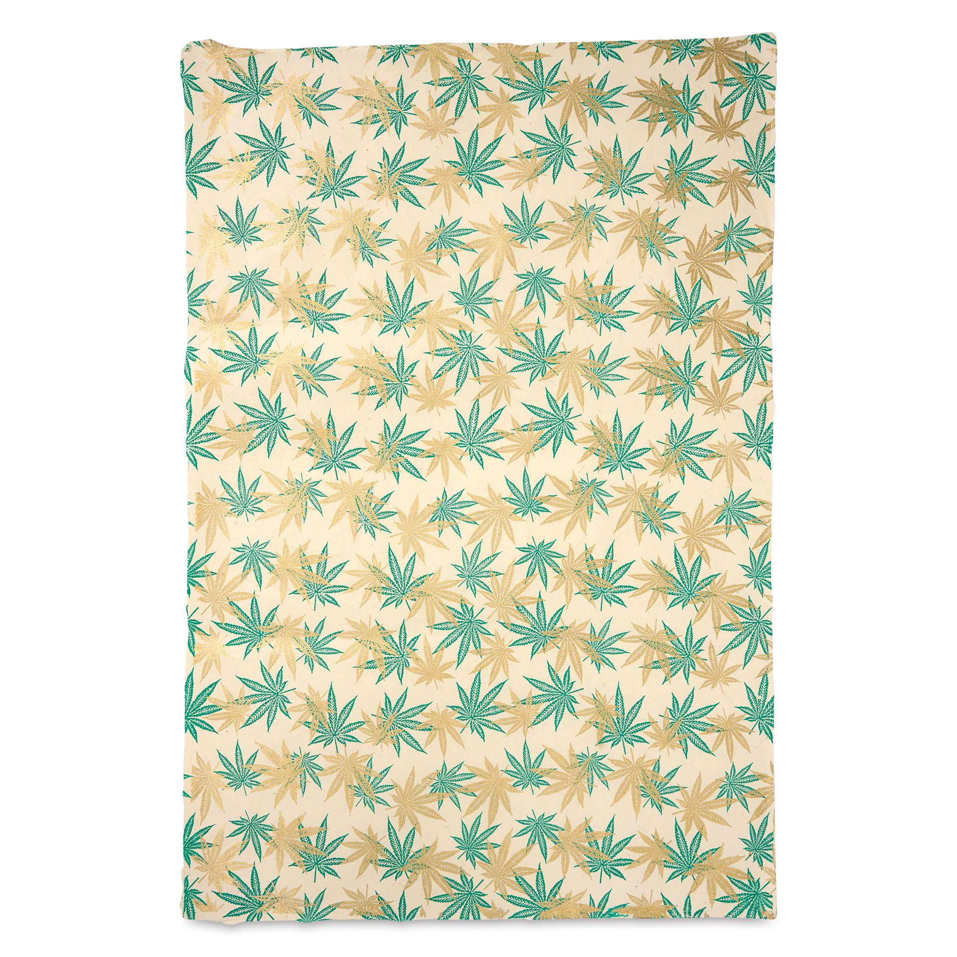 Lokta Paper - Hemp, Gold/Green on Cream, 20" x 30"