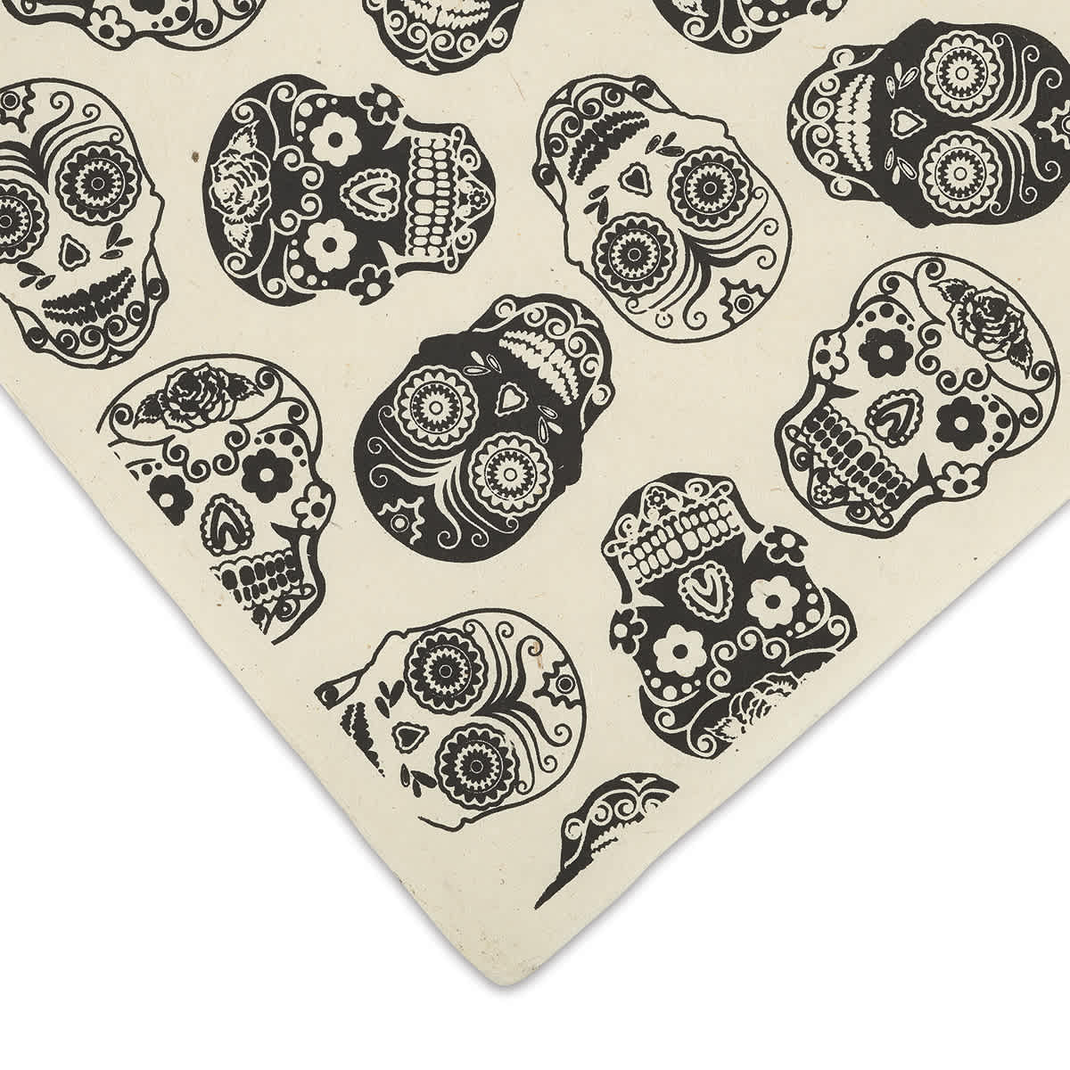 Lokta Paper - Sugar Skull, Black on Cream, 20" x 30"