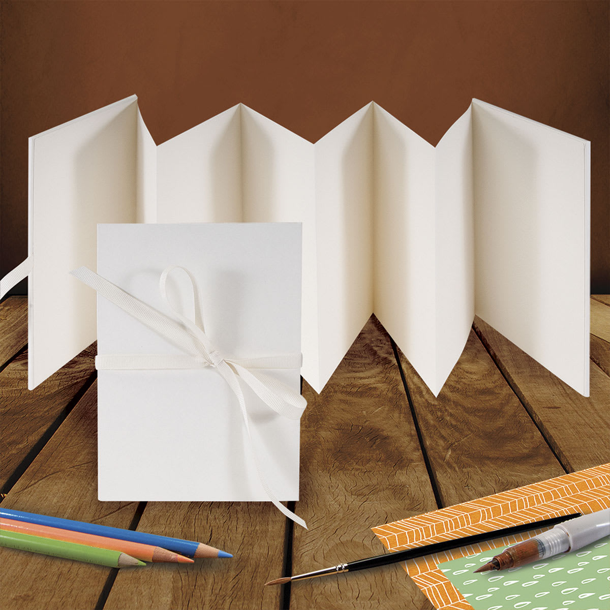 Books By Hand Blank Cover Accordion Album Bookbinding Kit - Ivory Pages