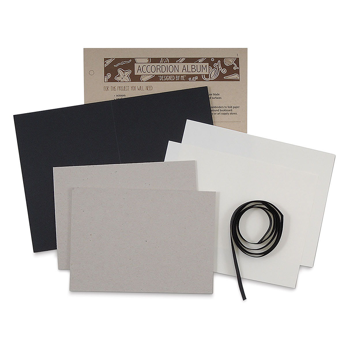 Books By Hand Blank Cover Accordion Album Bookbinding Kit - Black Pages contents