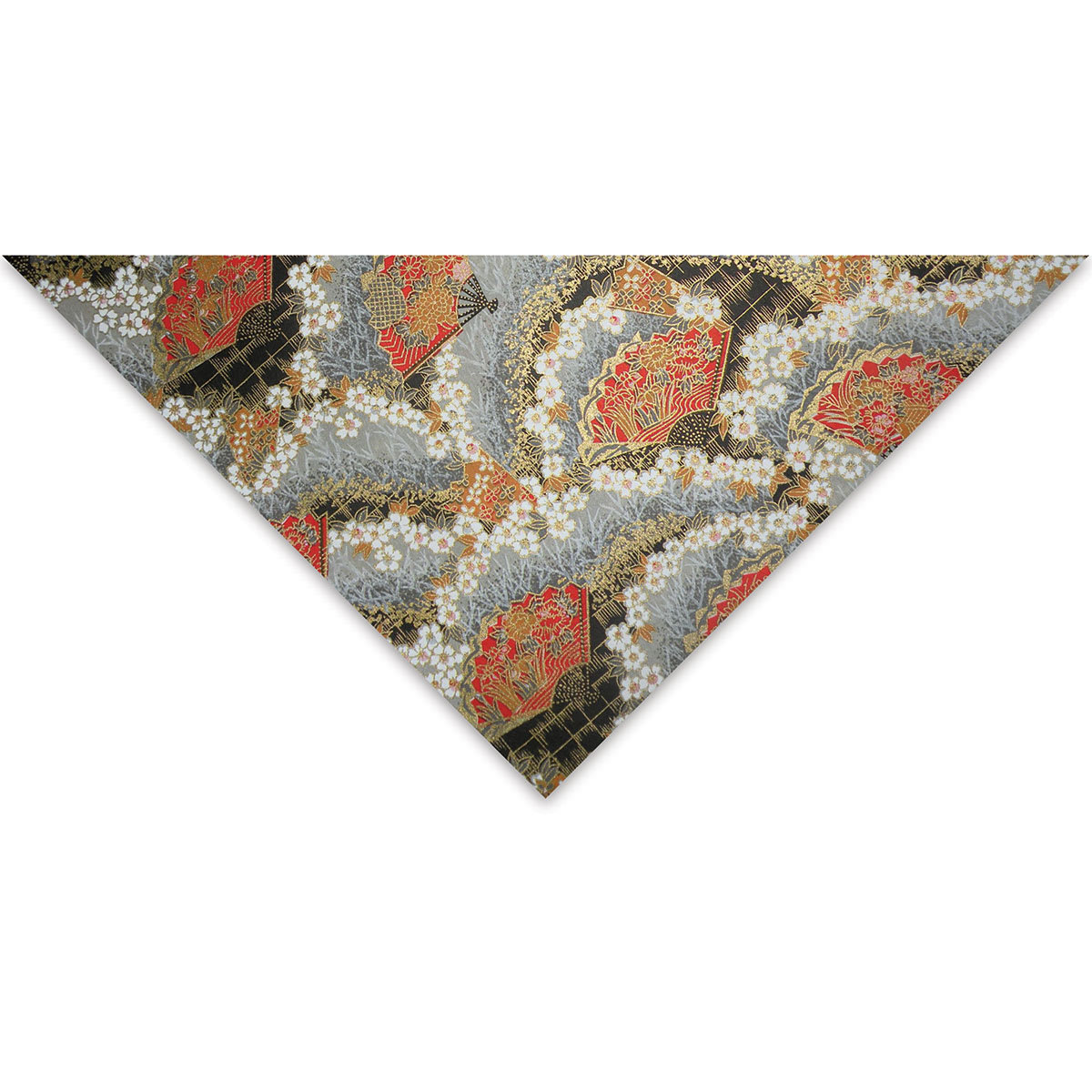 Aitoh Japanese Decorative Paper - White Flowers, Black/Gold, 31-1/2" x 21-1/2"