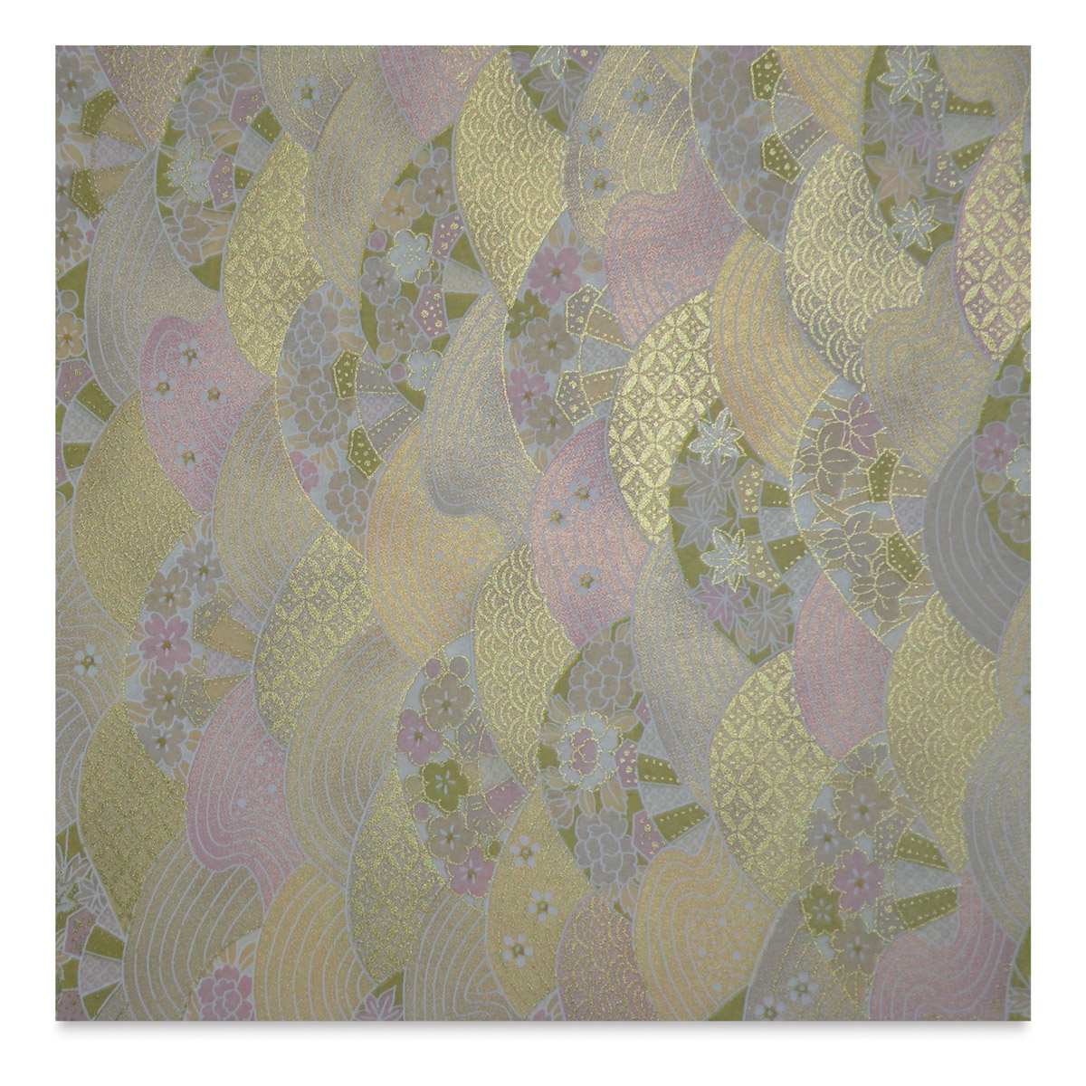 Aitoh Japanese Decorative Paper - Waves on Gold, 18-1/2" x 25"