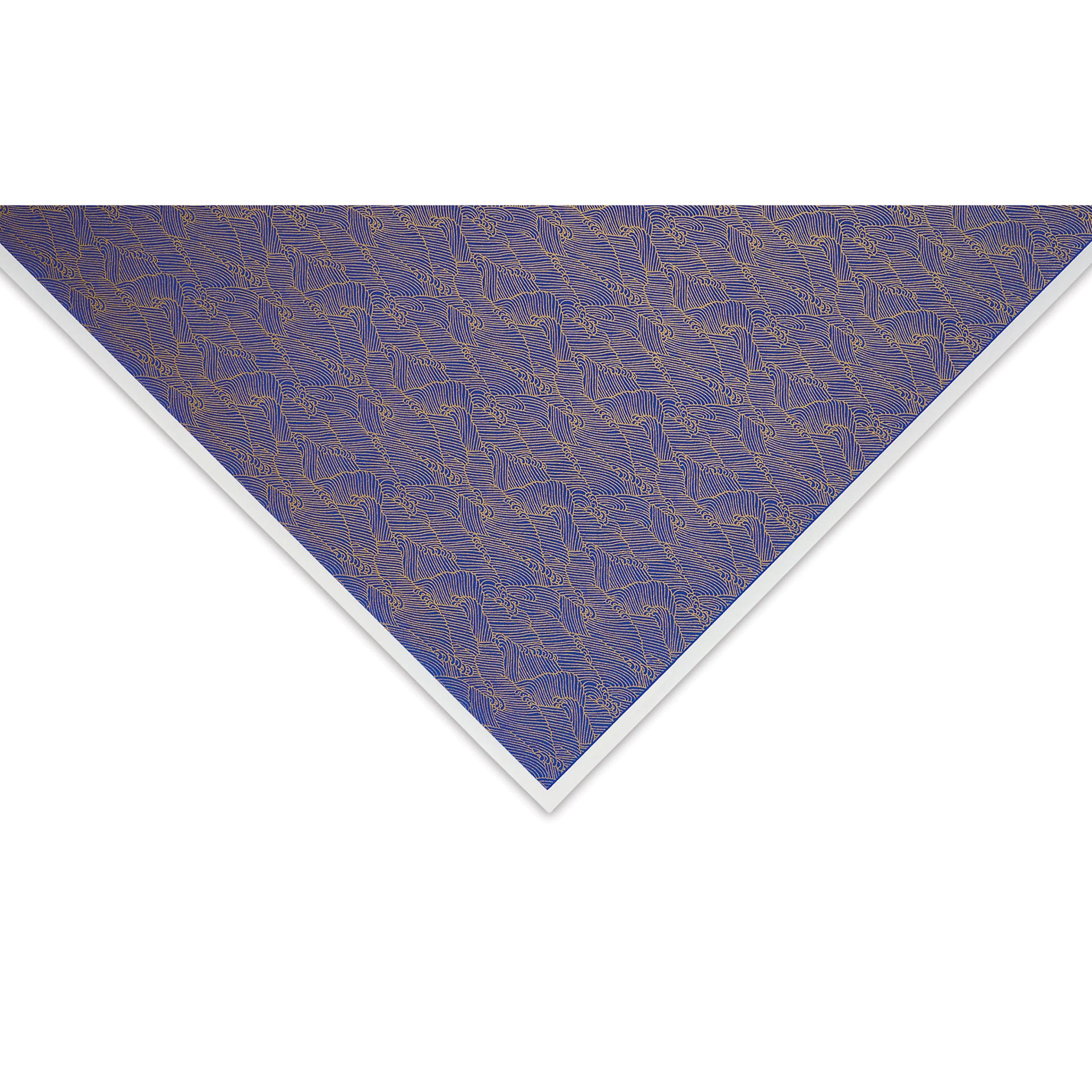 Aitoh Japanese Decorative Paper - Waves, Blue/Gold close-up of corner