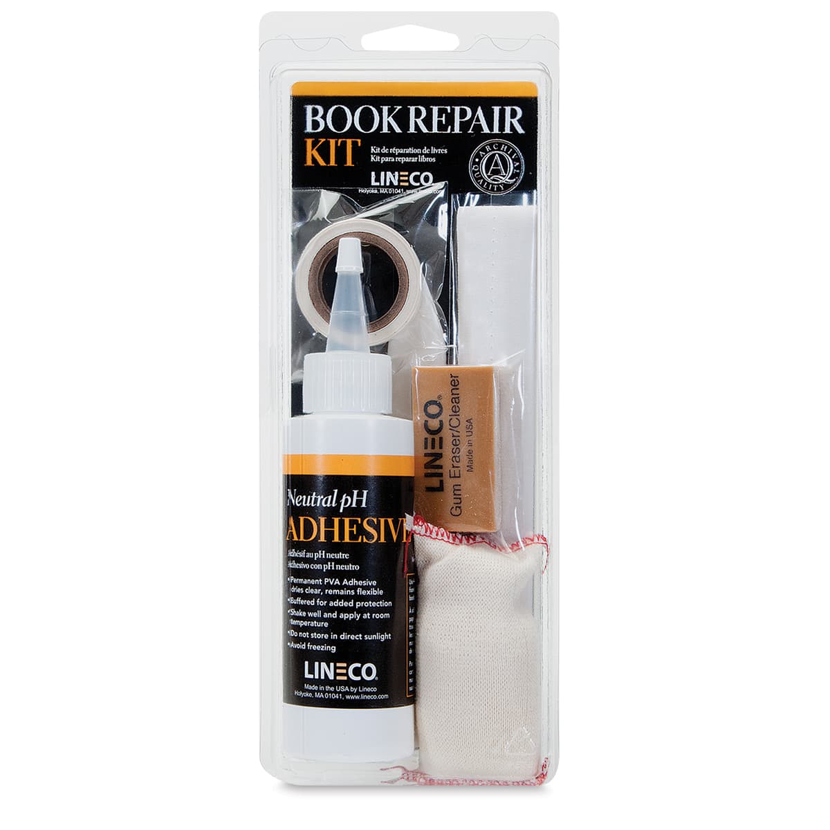 Lineco Book Repair Kit - Front view of blister package 
