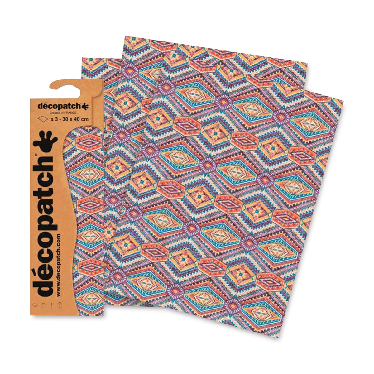 DecoPatch Decorative Papers - Multi-Colored Print, Pkg of 3, fanned out