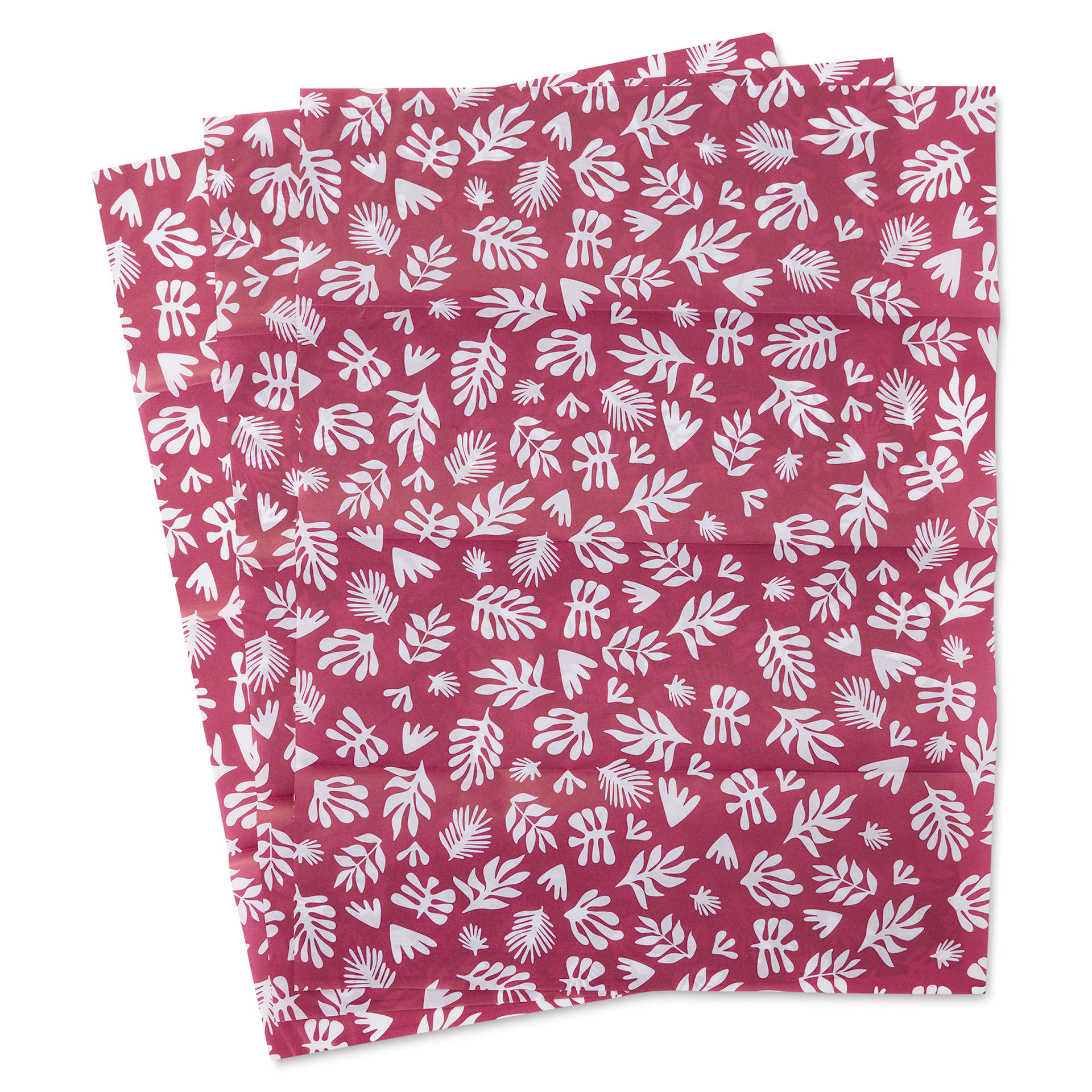 DecoPatch Decorative Papers - Maroon Tropical Floral, Pkg of 3, fanned out
