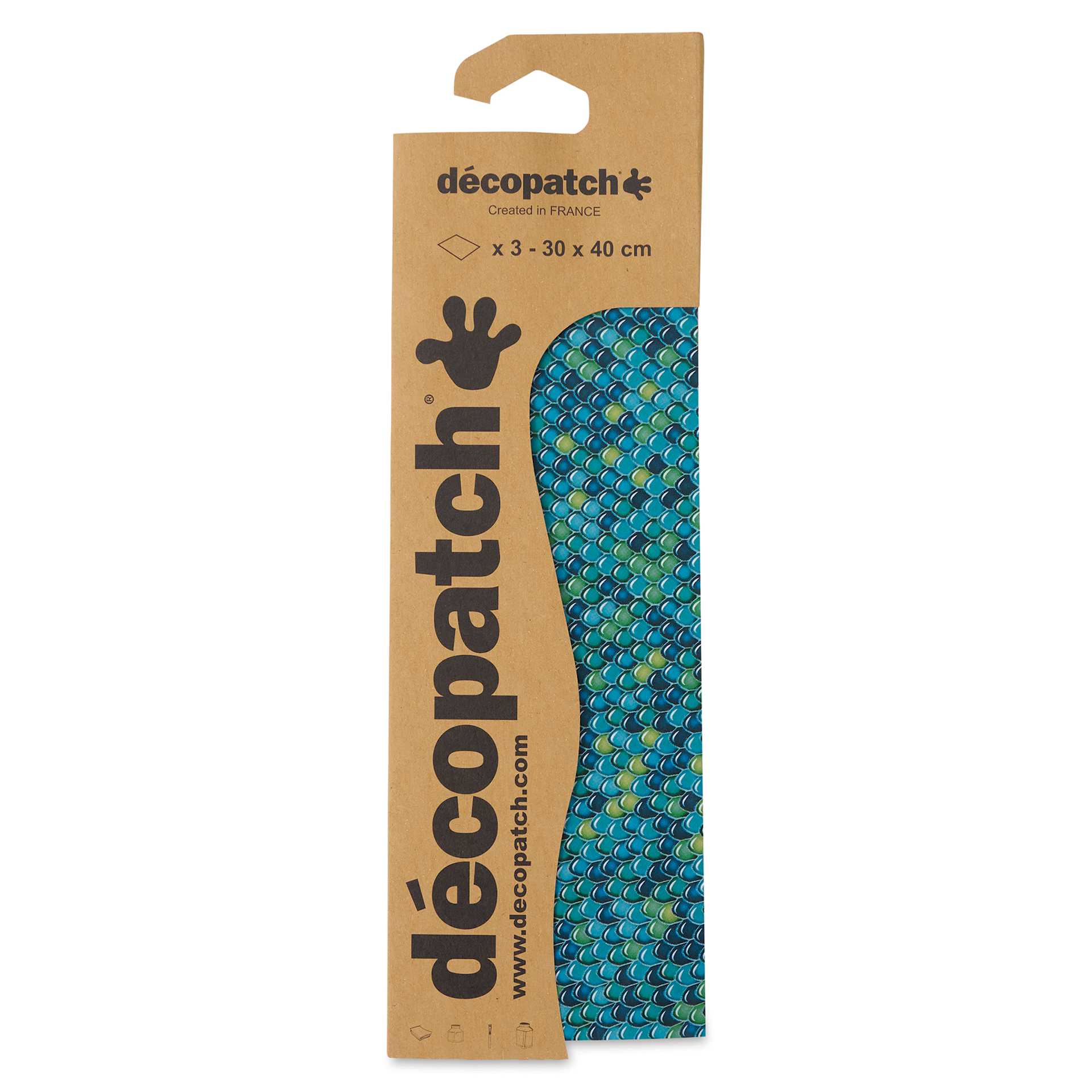 DecoPatch Decorative Papers - Blue Scales, Pkg of 3, front of the packaging