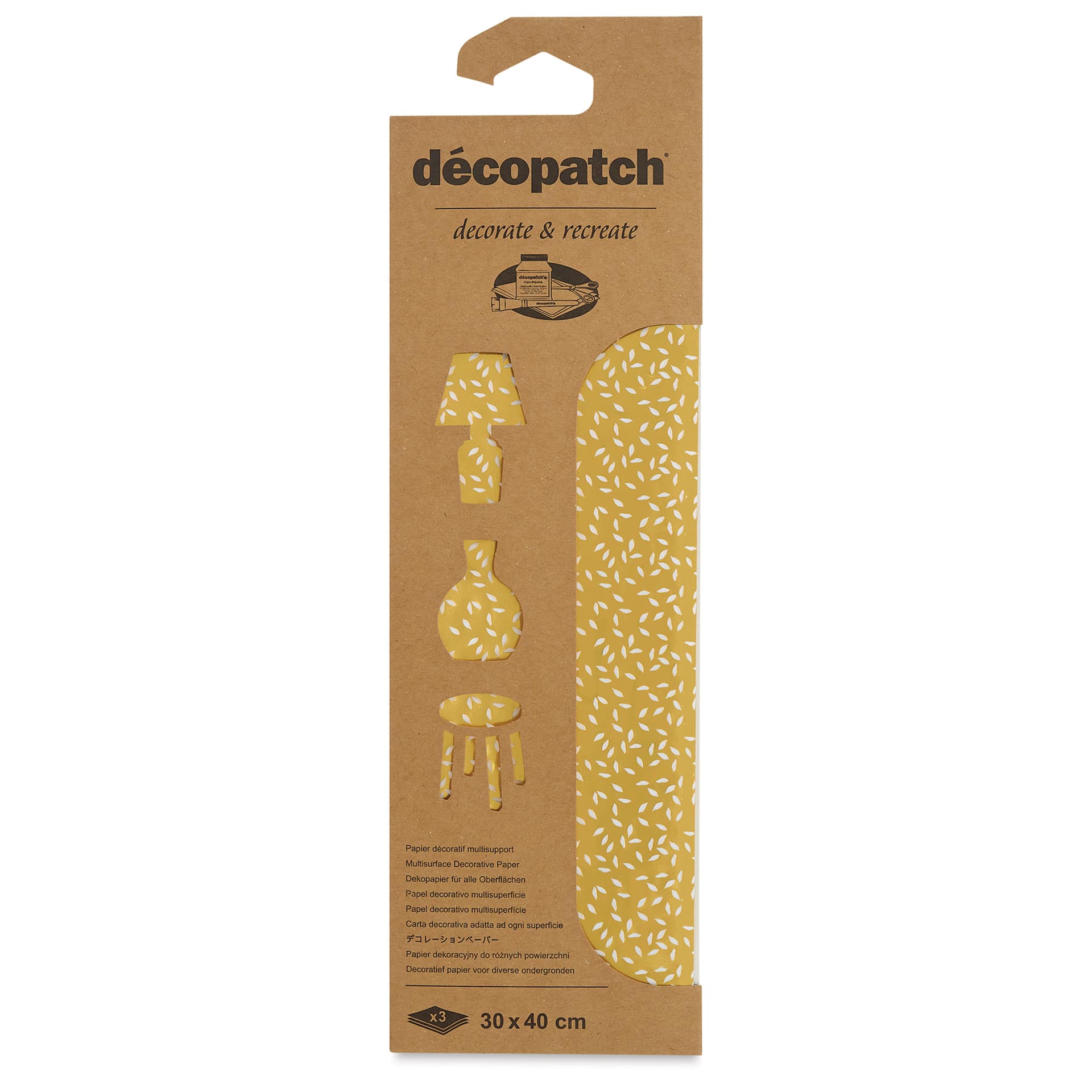 DecoPatch Decorative Papers - Gold Speckles, Pkg of 3, 12" x 16" front of packaging