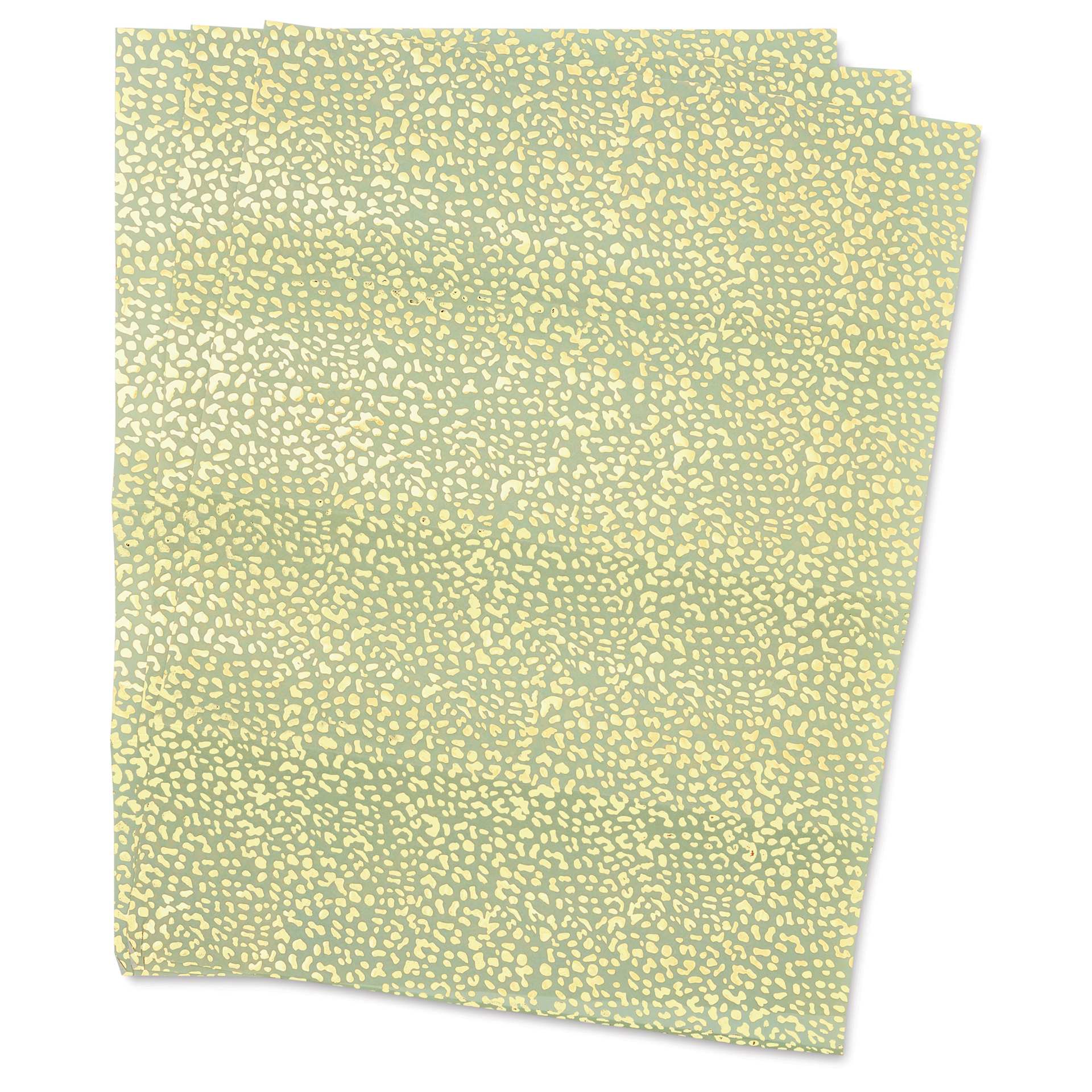 DecoPatch Decorative Papers - Gold/Blue Speckles on Green, Pkg of 3, 12" x 16"