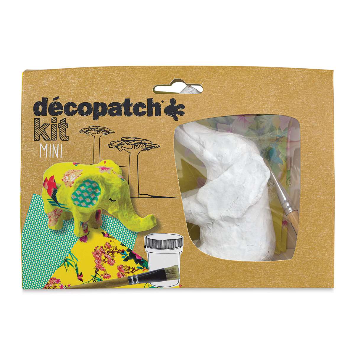 DecoPatch Paper Mache Elephant Kit, front of the packaging