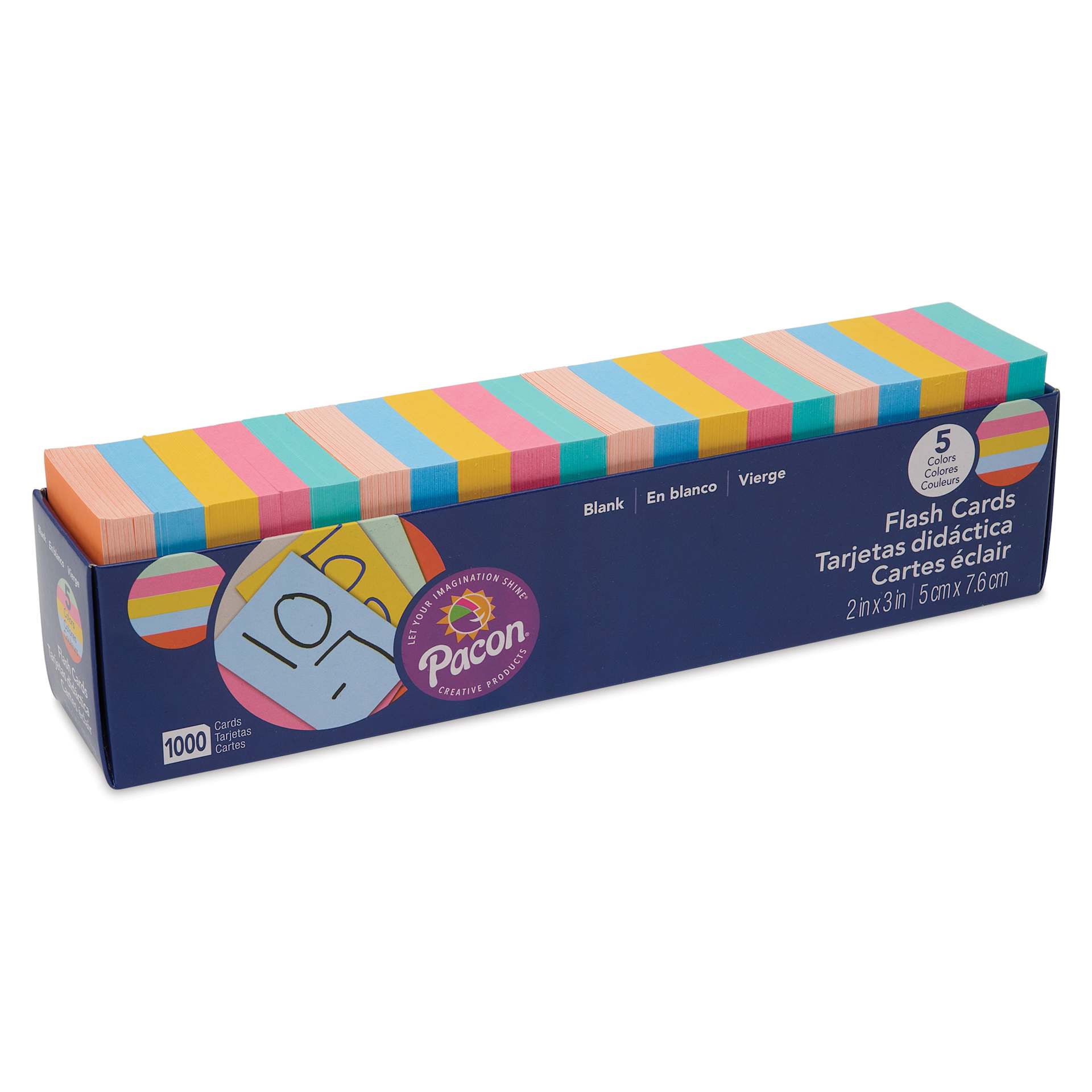 Pacon Flash Cards - Assorted, 3" x 2", Pkg of 1000, packaging