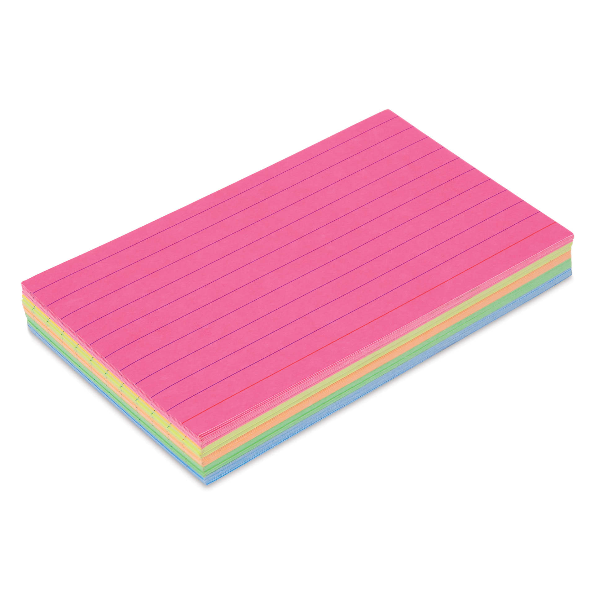 Pacon Index Cards - Pkg of 75, Super Bright, 3" x 5", Ruled, stacked