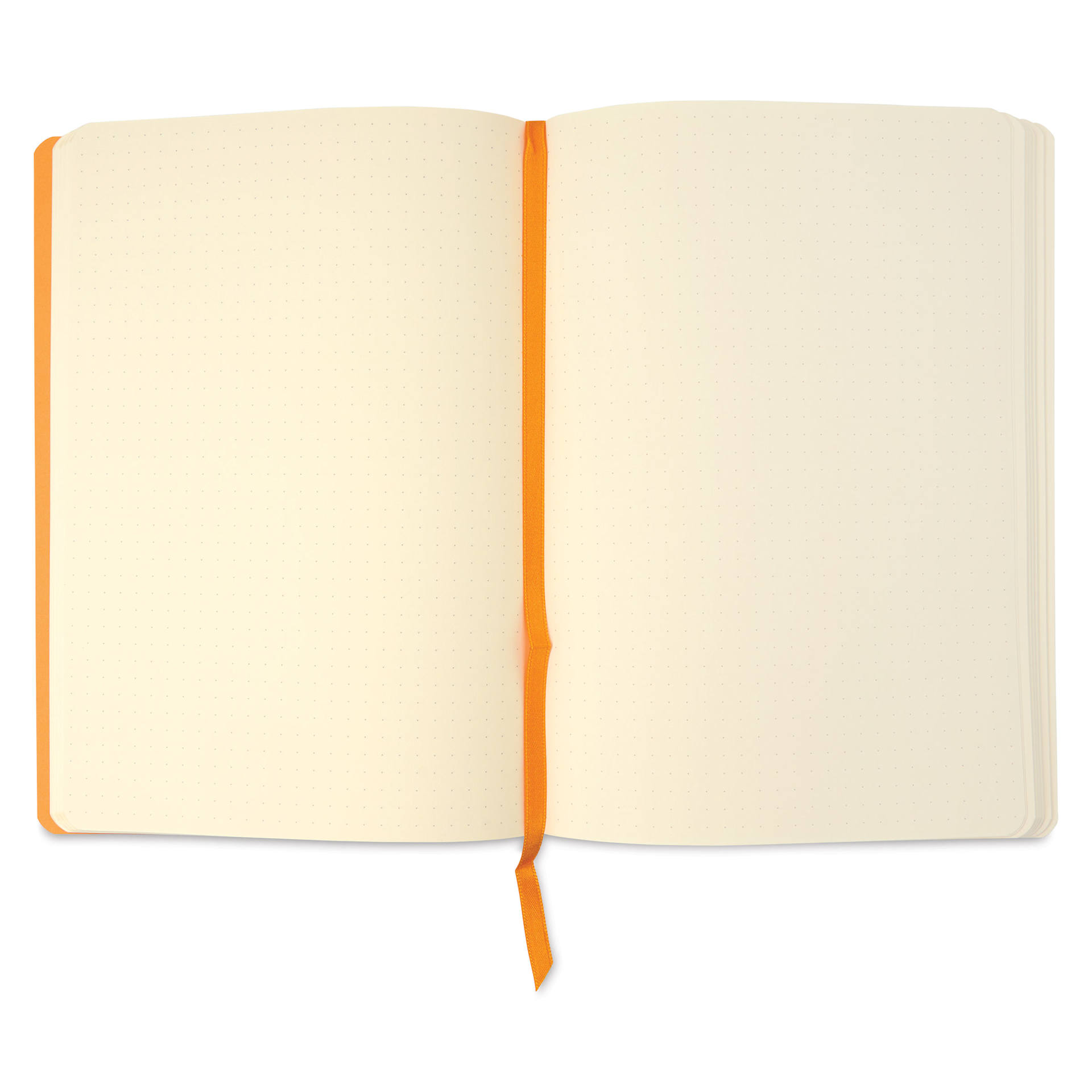 Rhodiarama Soft Cover Notebook - Dot Grid, Black, 5-3/10" x 8-7/10", open notebook