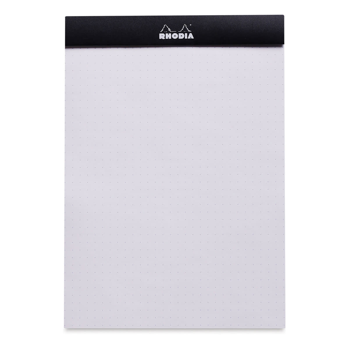 Rhodia Top-Stapled Notepad - Black, DotPad, 6" x 8-1/4" (example of paper)