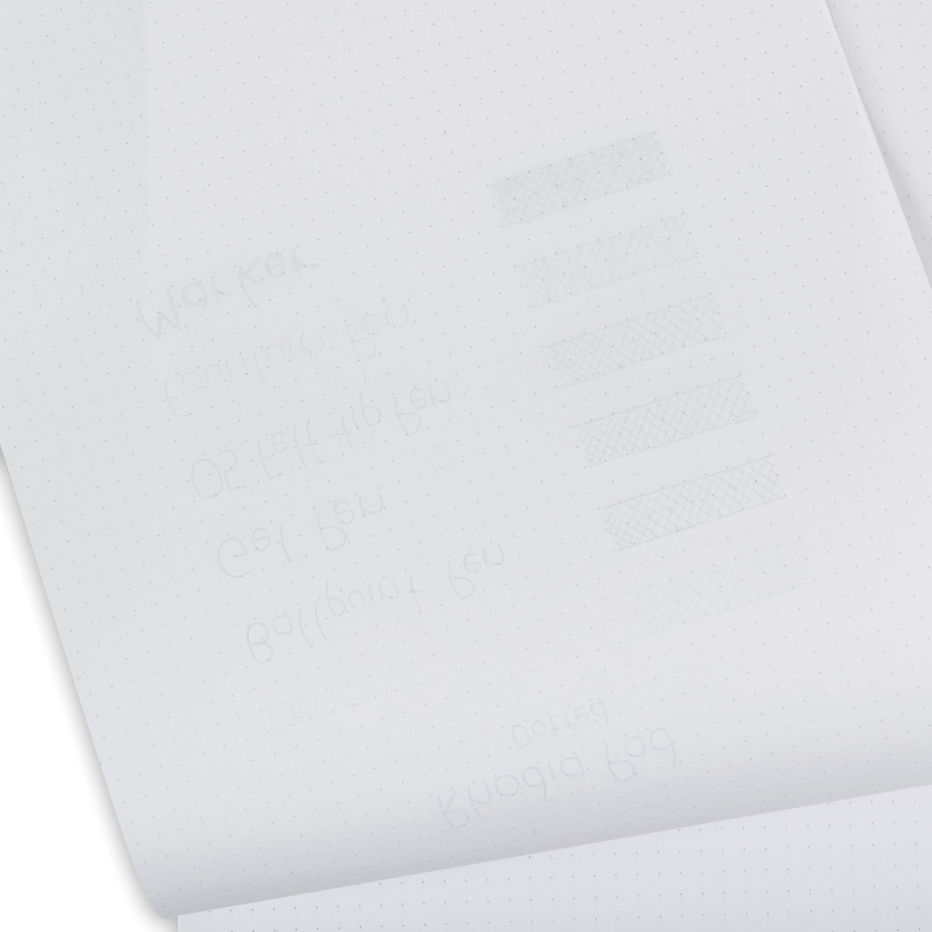 Rhodia Top-Stapled Notepads, bleed of pen marks on dot grid paper
