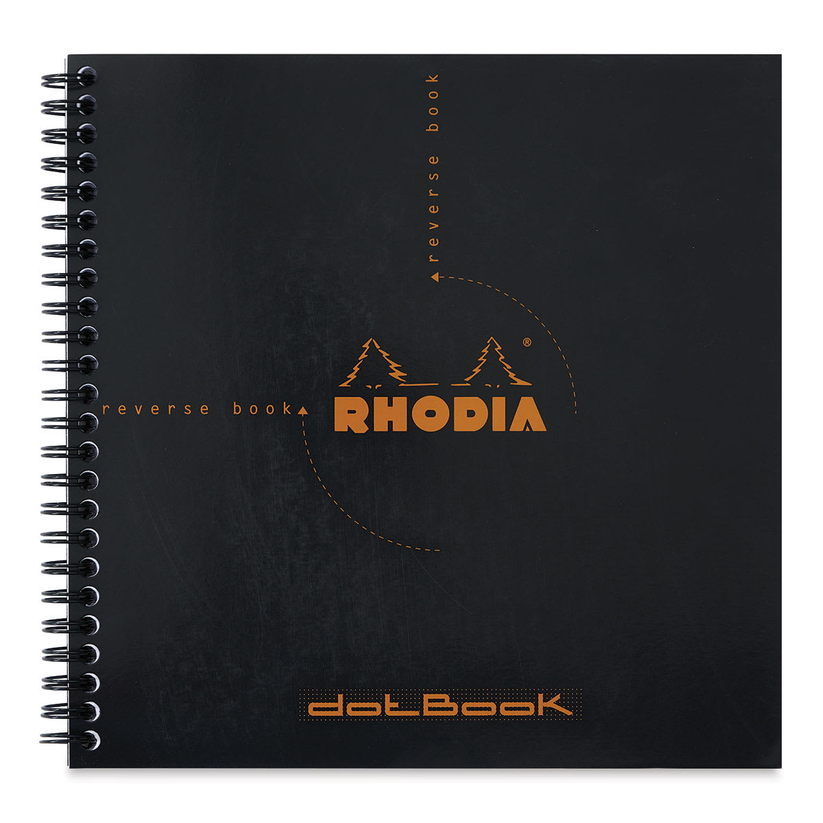 Rhodia Reverse Wirebound Notebook - Black, Dot Grid, 8-1/4" x 8-1/4"