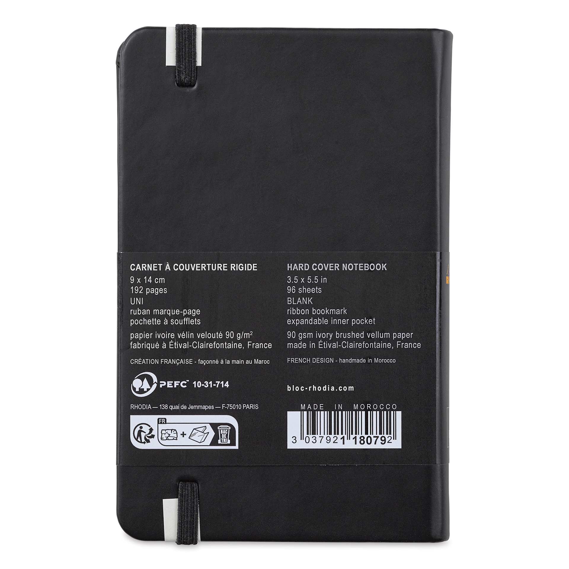 Rhodia Hardcover Webnotebook - Black, 3-1/2" x 5-1/2", Blank