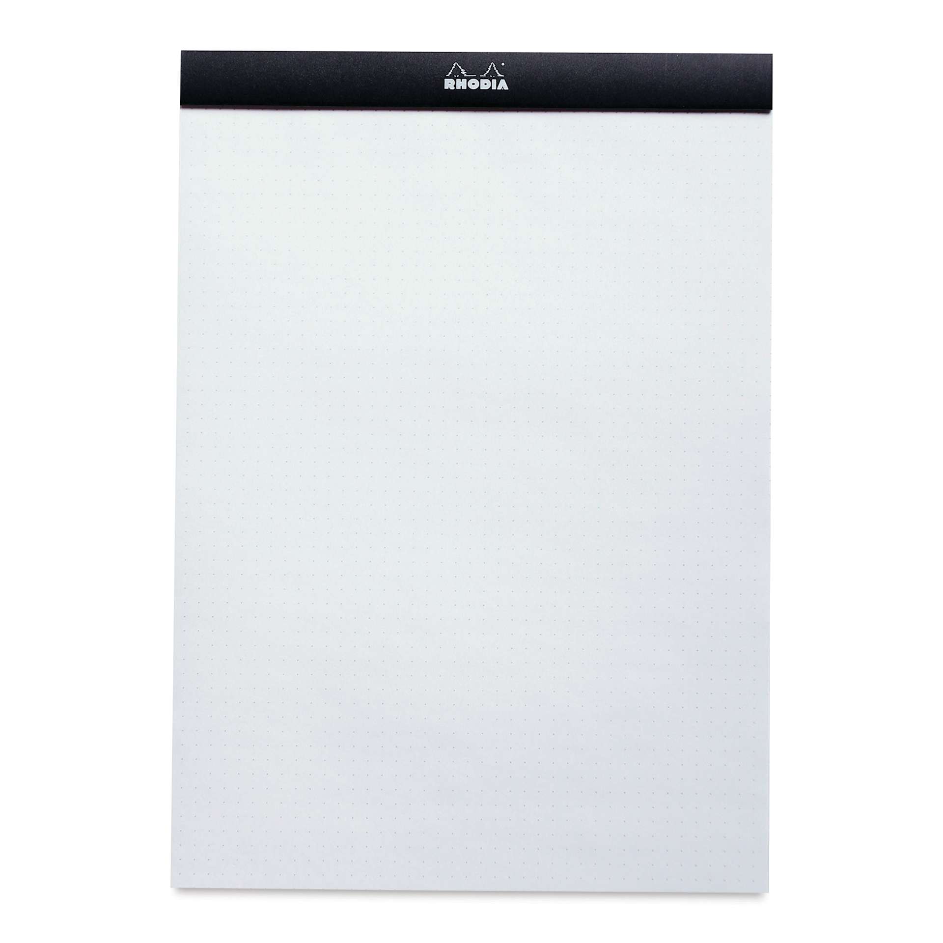Rhodia Top-Stapled Notepad - Black, 11-3/4" x 8-1/4", DotPad, open notebook