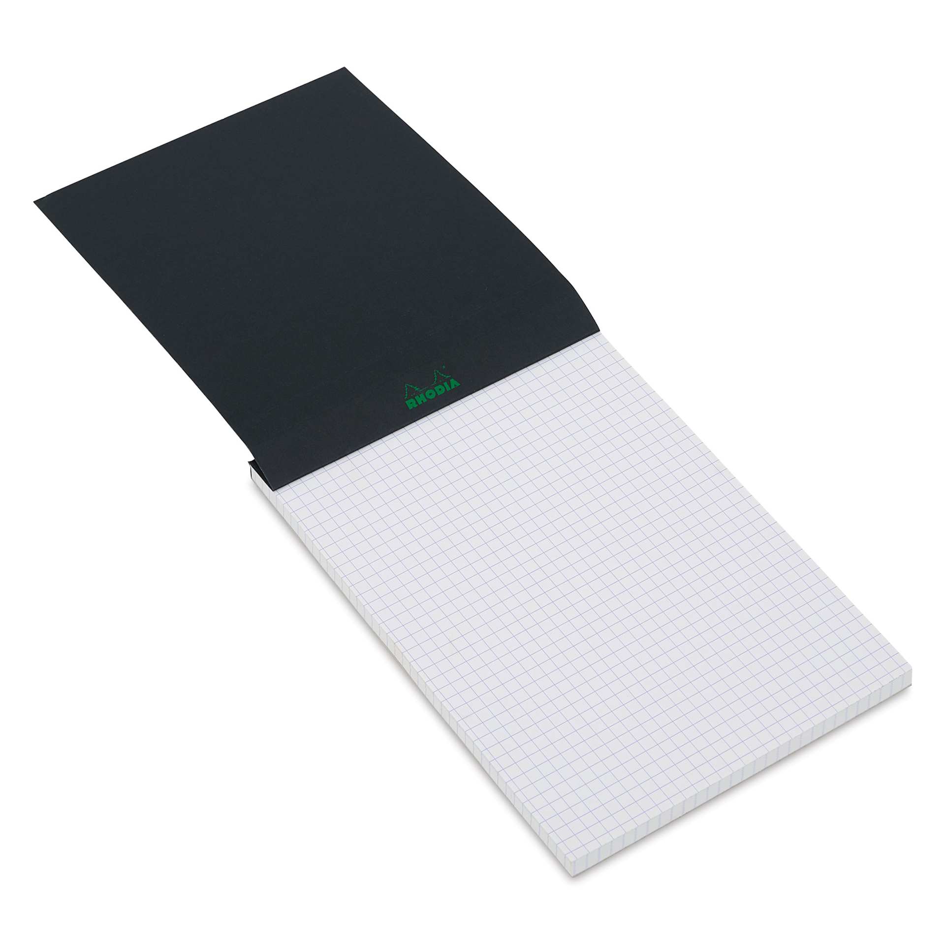 Rhodia Greenpad Notepad - Grid, Black, 6" x 8-1/4", open