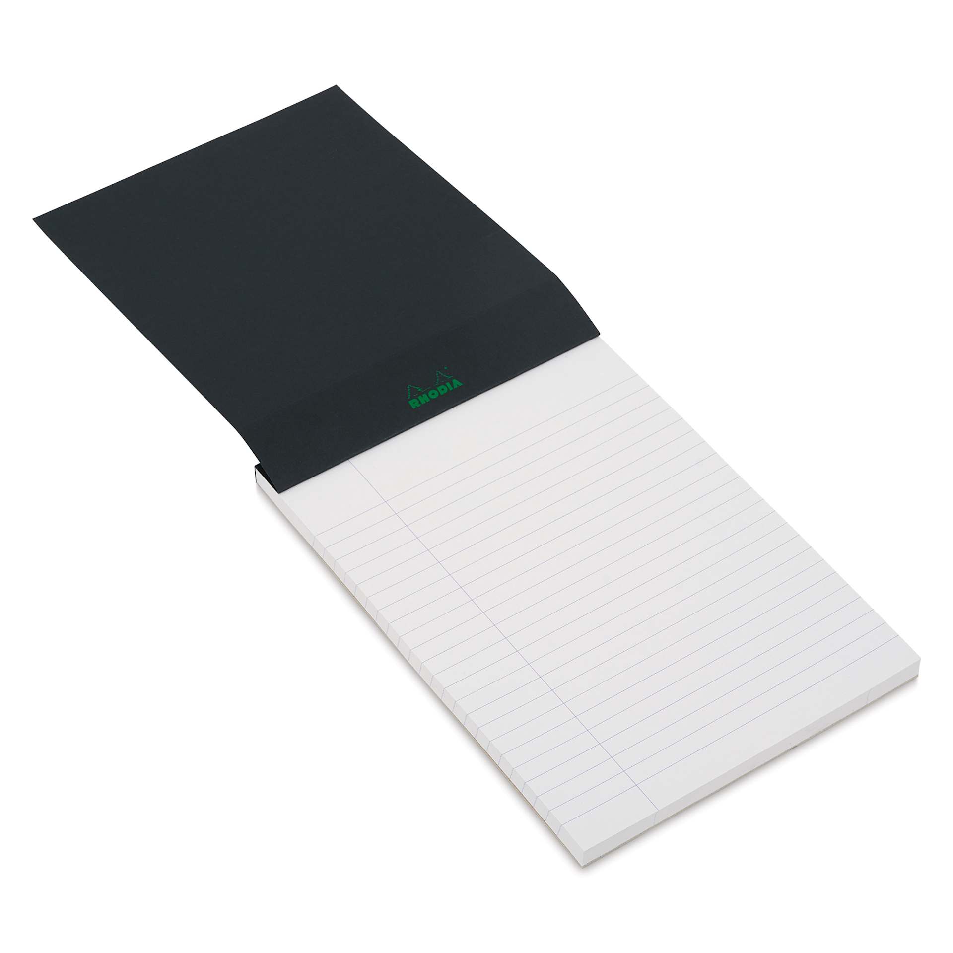 Rhodia Greenpad Notepad - Lined, Black, 6" x 8-1/4", open